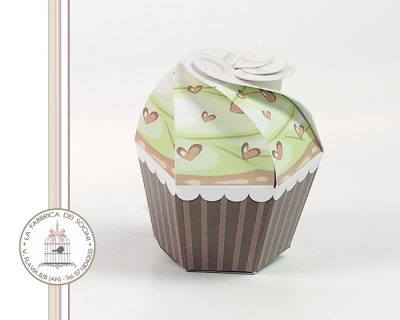 Scatolina Cupcake Verde con Cuori