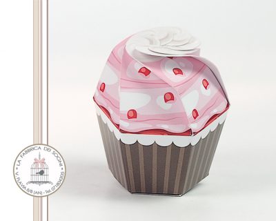 Scatolina Cupcake Rosa con Ciliegie