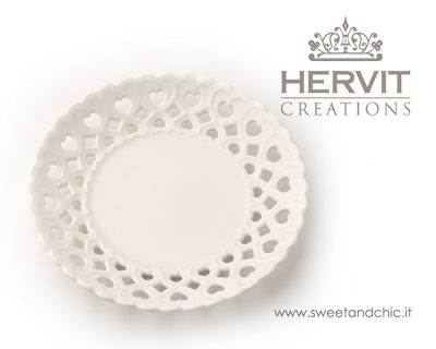 Hervit - Piattino Porcellana Traforata Cuori