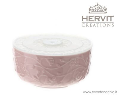 Hervit - Contenitore Porcellana Roselline Rosa