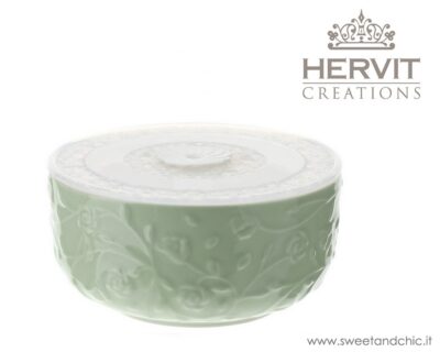 Hervit - Contenitore Porcellana Roselline Verde