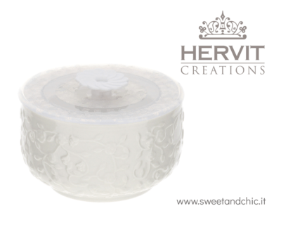 Hervit - Contenitore piccolo in porcellana bianca Romance