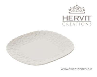 Hervit- Piattino in porcellana bianca Romance
