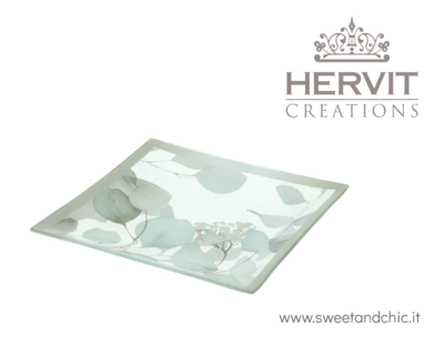 Hervit - Piatto in vetro Botanic verde