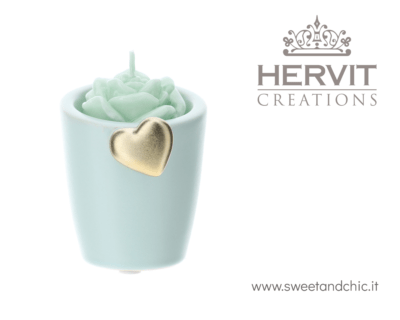 Hervit – Portacandela in gres verde con cuore oro