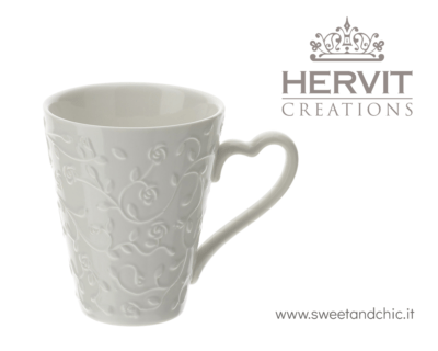 Hervit - Set 2 mug in porcellana bianca Romance