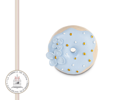 Magnete Donut Azzurra Fiori Glitter