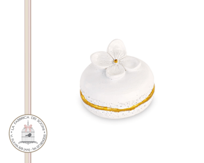 Magnete Macaron Bianco Fiori Glitter