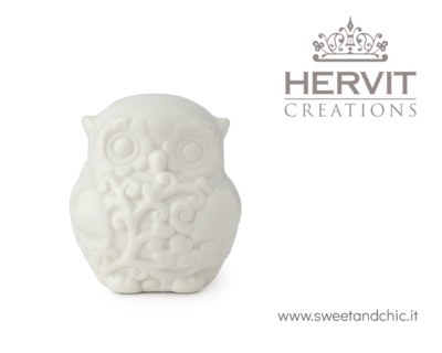 Hervit - Civetta in Porcellana Bianca