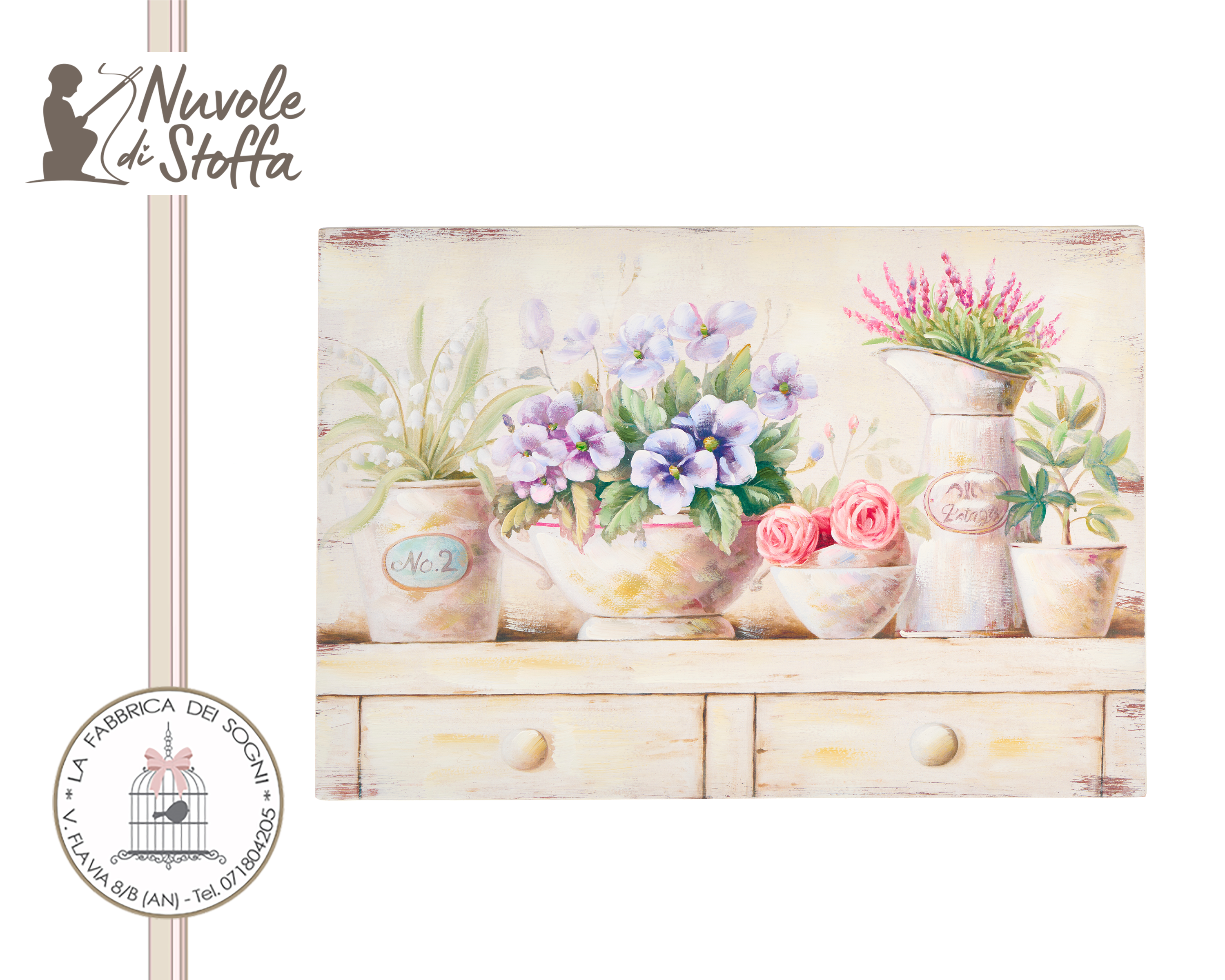 Nuvole di Stoffa – Quadro legno fiori 2