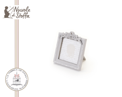 Nuvole di Stoffa - Portafoto resina grigia fiocco quadrata