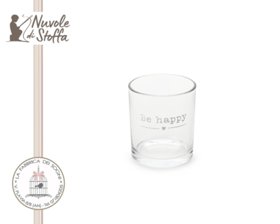 Set da sei bicchieri in vetro con scritta "Be Happy" di Nuvole di Stoffa