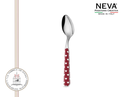 Neva Posate - Cucchiaino da caffè Acciaio Inossidabile Cuoricini rosso