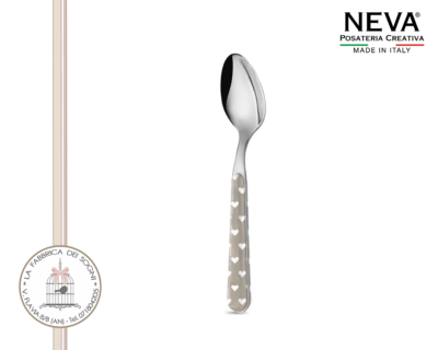 Neva Posate – Cucchiaino da caffè Acciaio Inossidabile Cuoricini tortora