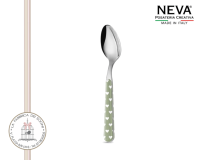 Neva Posate – Cucchiaino da caffè Acciaio Inossidabile Cuoricini verdi