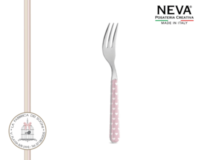 Neva Posate – Forchettina da dolce Acciaio Inossidabile Cuoricini rosa