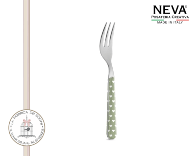 Neva Posate – Forchettina da dolce Acciaio Inossidabile Cuoricini verdi