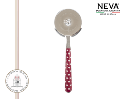 Neva Posate – Rotella Pizza Acciaio Inossidabile Cuoricini rosso