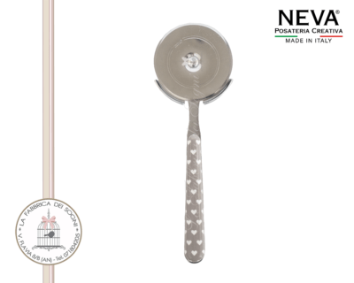 Neva Posate – Rotella Pizza Acciaio Inossidabile Cuoricini tortora