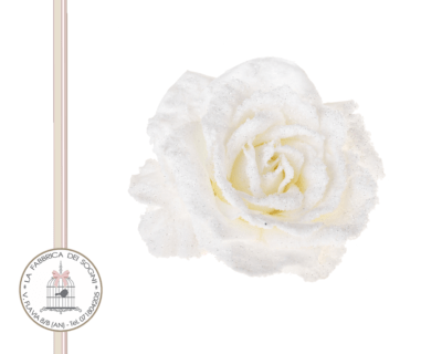 Decorazione Albero di Natale Rosa Innevata bianca