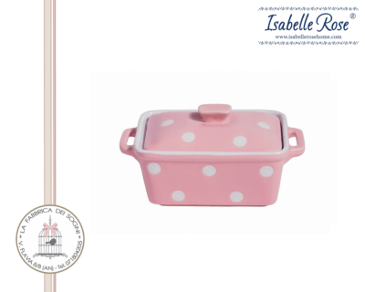 Porta burro in ceramica con coperchio rosa a pois di Isabelle Rose