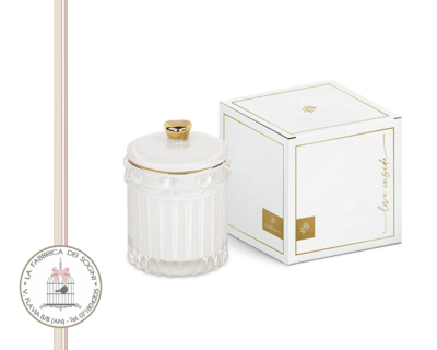 Candela profumata Potiche in vetro bianco