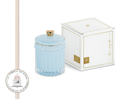 Candela profumata Potiche in vetro celeste