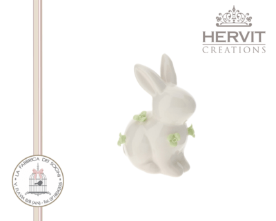 Hervit – Coniglio in porcellana con fiori verdi