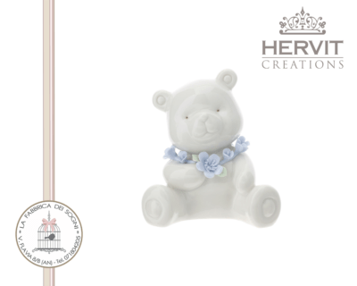 Hervit – Orsetto in Porcellana con fiori celesti