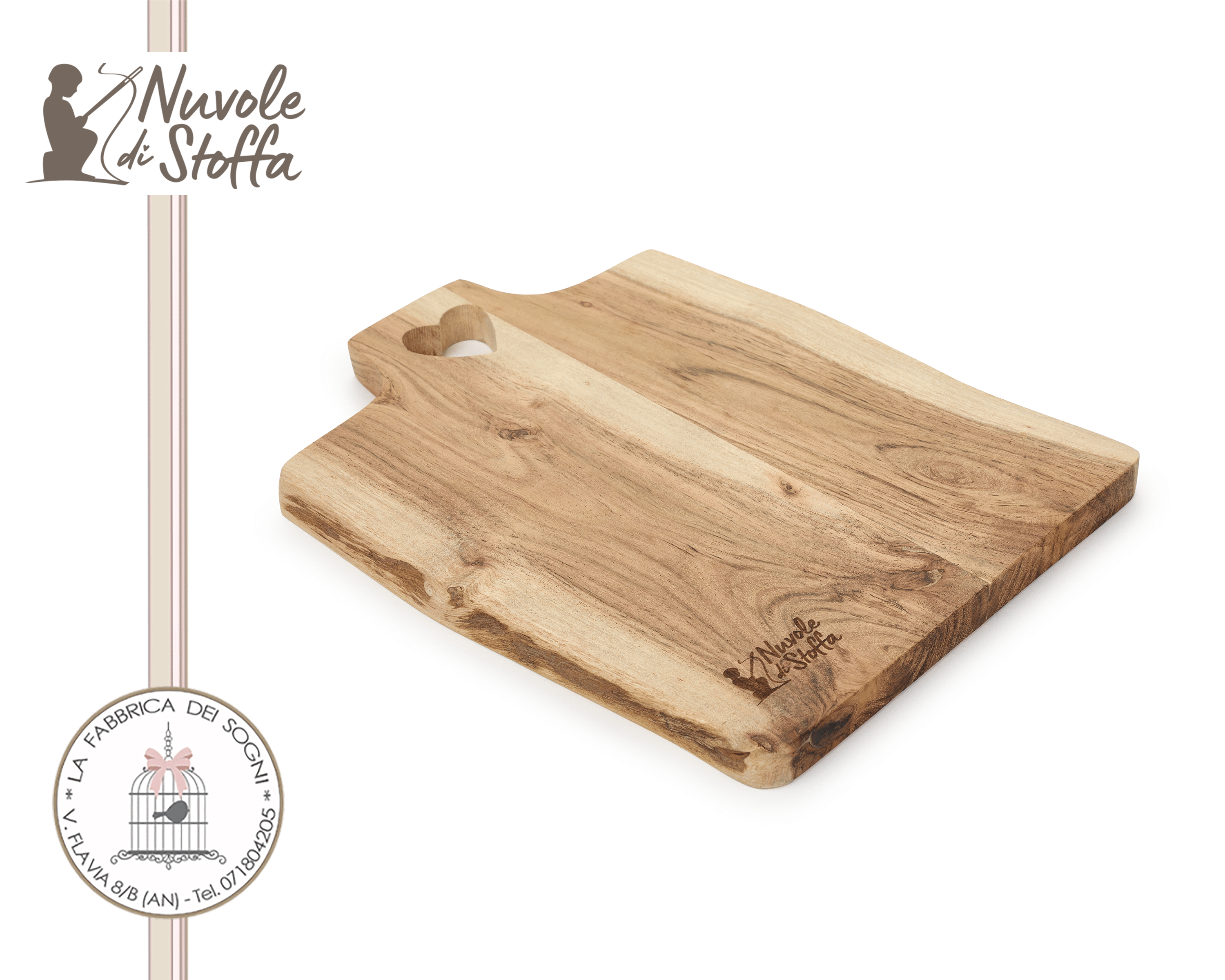 nuvole di stoffa tagliere legno acacia
