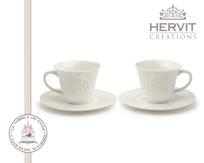 Hervit - Set due tazzine da Caffè Porcellana Romance