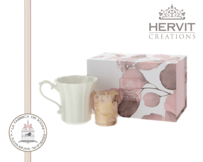 Hervit – Set Candela e Mug Botanic Rosa