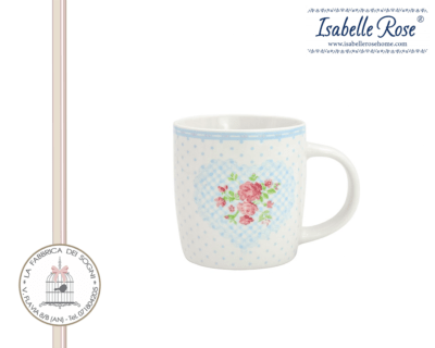 Isabelle Rose – Tazza con cuore e pois celesti