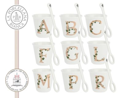La Porcellana Bianca - Bicchierino da Caffè con Lettera e Cucchiaino