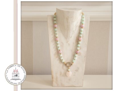 Collana Amazzonite e Quarzo Rosa – La Fabbrica dei Sogni