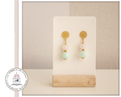 Orecchini Quarzo Rosa e Amazzonite – La Fabbrica dei Sogni